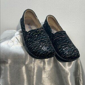 Alegria Black Multicolor Slip-On Shoes